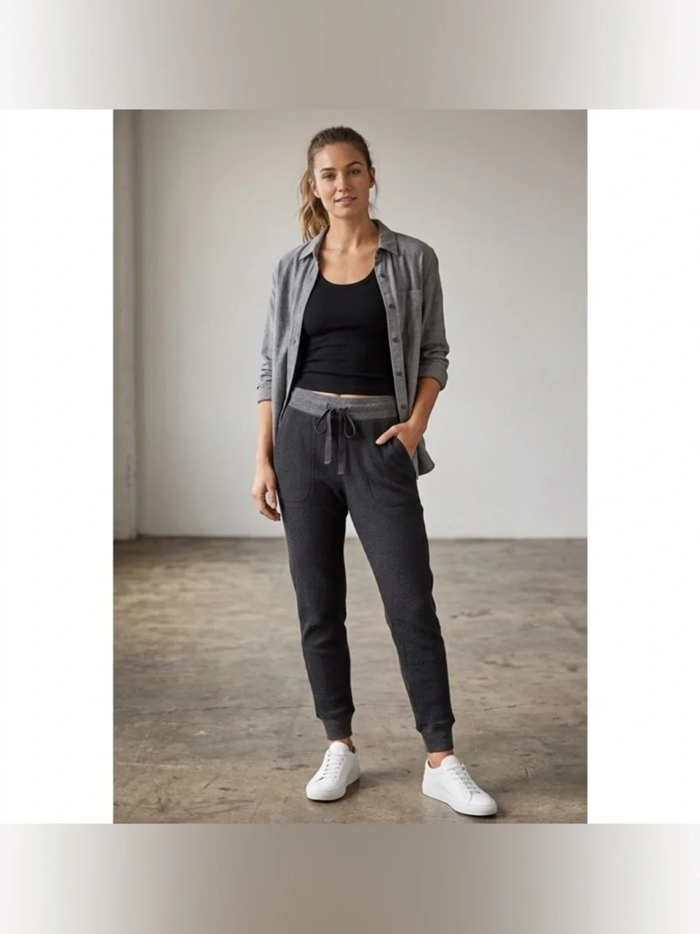 J. Crew Grey Relaxed Fit Waffle Sweatpants joggers Size S